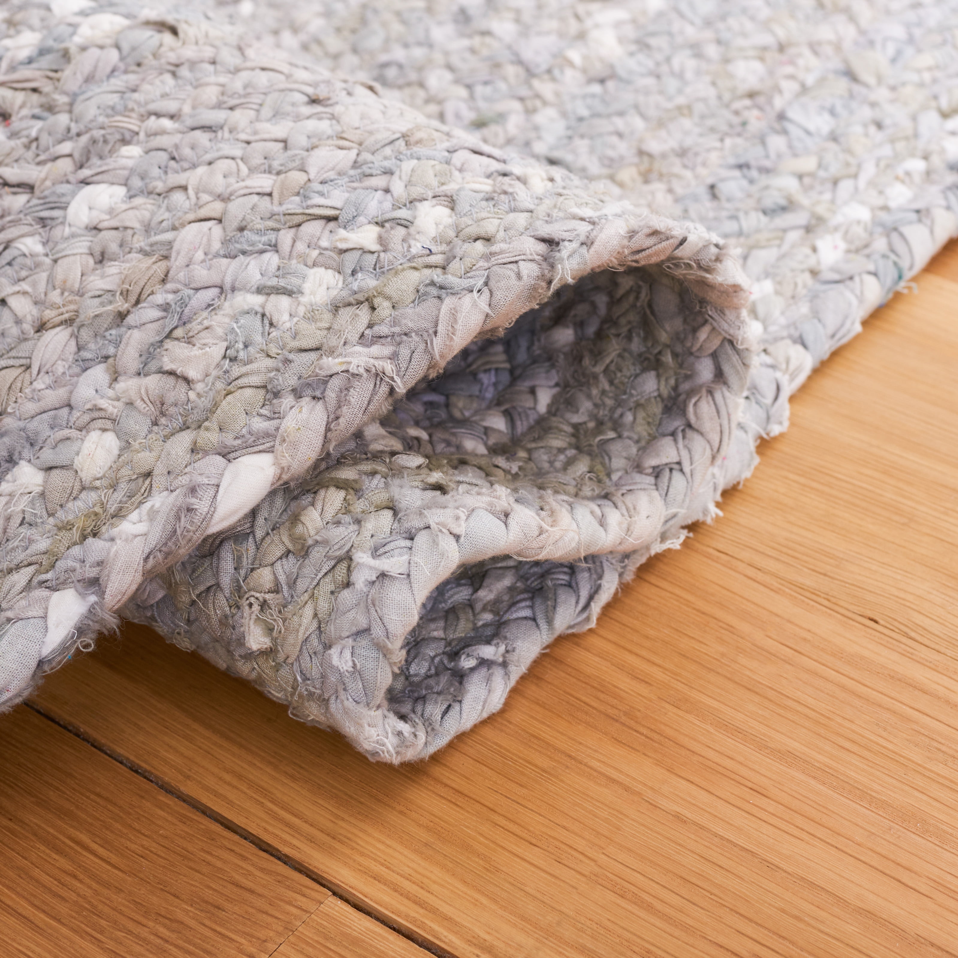 SAFAVIEH Braided Calvin Transitional Cotton Reversible Area Rug, Light Gray, 4' x 6' Oval