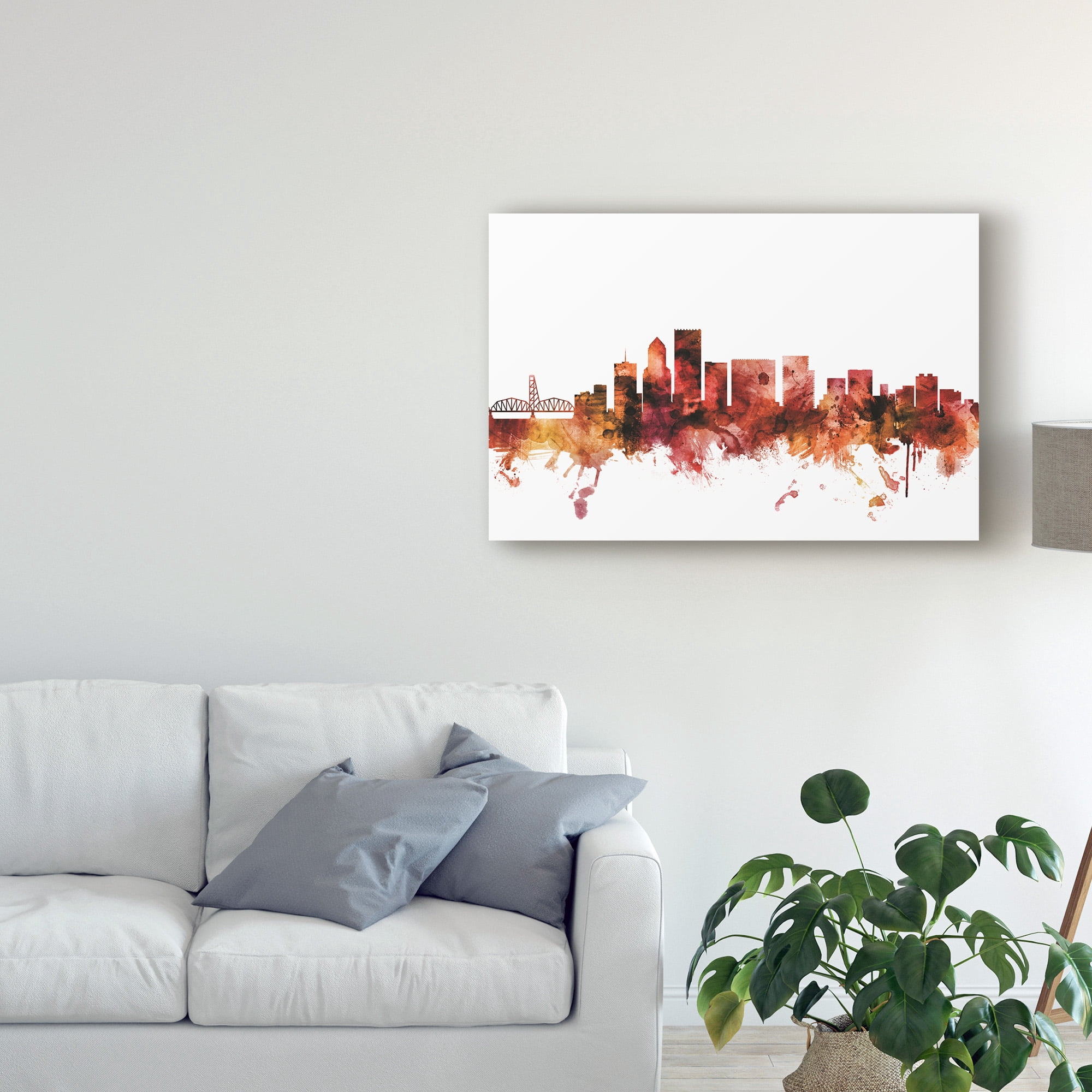 Trademark Fine Art 'Portland Oregon Skyline Red' Canvas Art by Michael Tompsett