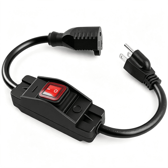 GJX 1.5Ft Outdoor Extension Cord with Switch On/Off Heavy Duty 3 Prong Waterproof Extension Cord Switch 14 Awg 15A 125V Ul Listed Cord with Switch for Holiday Lights
