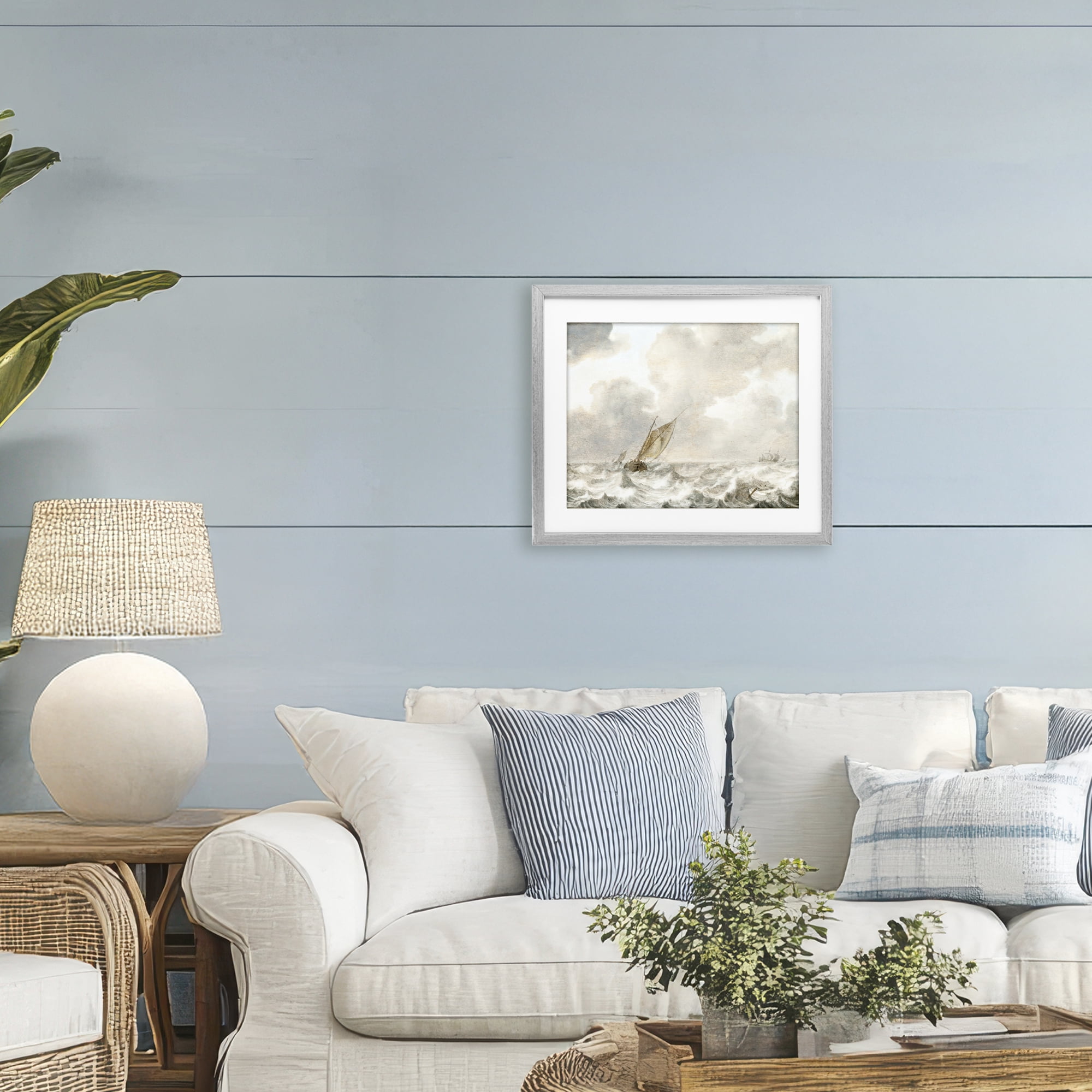 Stupell Industries Vintage Stormy Seas Gray Framed Print Under Glass, design by Leah Straatsma