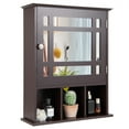 thumbnail image 1 of Gymax Armoire à Pharmacie Murale Miroir avec Tablette Réglable et Rangement Supérieur, Brun, 1 of 10