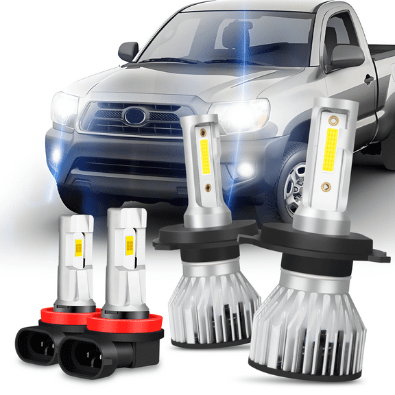 For Toyota Tacoma 2012 2013 2014 2015 - 4x LED Headlight Fog Light Bulbs Combo Kit 6000K White