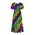 thumbnail image 4 of Up to 65% off!Summer Beach Dress for Women 2024 Plus Size Mardi Gras Printed Carnival Short Sleeve Crewneck Dress Casual Flowy Tiered Maxi Beach Dress With Pockets, 4 of 6