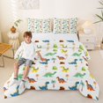 thumbnail image 2 of Feelyou Jungle Rock Dinosaur Queen Comforter Set for Kids Boys Girls, Tropical Coconut Palm Bedding Comforter Set, White, Polkadot Reversible, 3 Pieces, 2 of 6