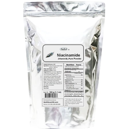 NuSci Niacinamide Vitamin B3 Pure Powder Energy 500 grams (1.1 lb)