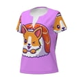 thumbnail image 2 of Naloa Corgi In Sushi Roll Print T-Shirts Short Sleeve V Neck Tees for Women Fashion Tops Trendy Lightweight Soft Casual Summer Outfits Clothes, 2 of 5