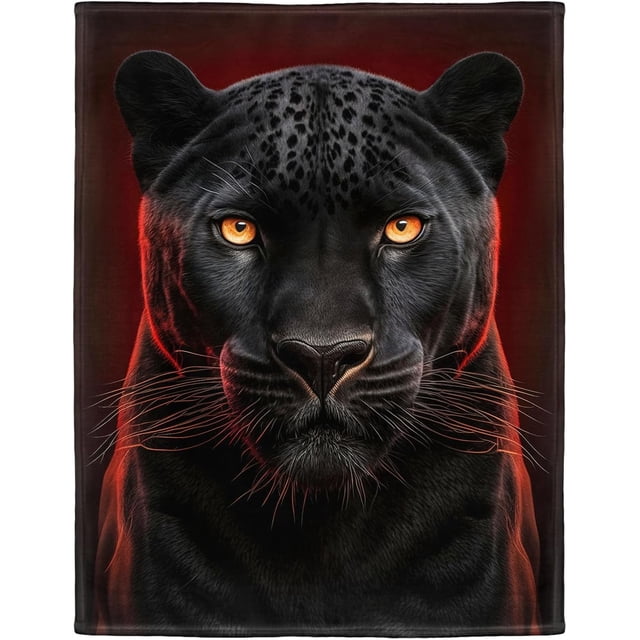 Manta de pantera negra con arte animal, manta de vellón, suave y difusa, para sofá cama, 40 x 50 pulgadas