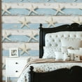 thumbnail image 2 of Coastal Peel and Stick Wallpaper White Starfish Distressed Blue White Wooden Plank Contact Paper 23.6in x 9.8ft Wallpaper Removable Self Adhesive Wall Paper for Bedroom, 2 of 8