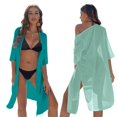 thumbnail image 2 of Womens Bikini-Cover-ups Beach Casual Dress Coverup Swimsuits Long Cardigan Kimono rose Red, 2 of 4