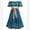 Blue, variant on Kids Girls Traditional Mexican Dress Cinco De Mayo Fiesta Ribbon Ruffle Drape Party Dresses