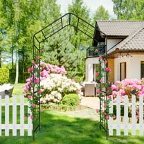 Metal Garden Arch Support for Climbing Plants in Black 56.3 Inches Long by 94.5 Inches High Outdoor Trellis