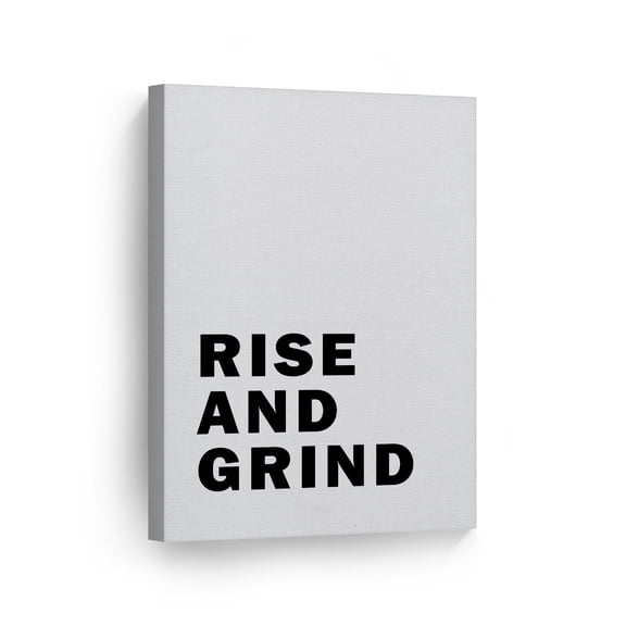 Smile Art Design Rise and Grind Black and White Lettering Motivational Canvas Wall Art Inspirational Wall Art Entrepreneur Quote Print Modern Office Living Room Decor Artwork Gift Ready to Hang 12x8