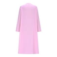 thumbnail image 4 of QQAMB Dresses for Women Cotton Linen Crewneck Solid Color Button Long Sleeve Loose Thin Fall Trendy Plus Size Maxi Dresses Pink M, 4 of 7