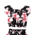 thumbnail image 5 of Girls Breeches Suit Off Shoulder Floral Ruffle Top Stretch Shorts Set, 5 of 9