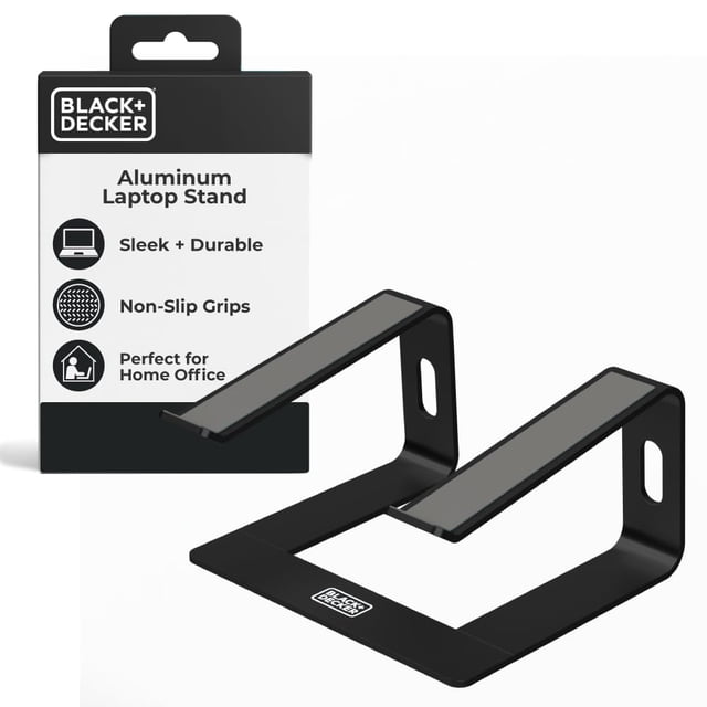 Soporte para portátil BLACK+DECKER con elevador ergonómico de aluminio negro