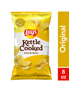 Lay's Kettle Cooked Original Potato Snack Chips, Gluten-Free, 8 oz Bag