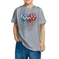 thumbnail image 2 of BRGZLK Independence Day Shirts For Kids Fashion Cute USA Flag Printed Tees Boys Girls Loose Round Neck Casual Short Sleeve Cotton Tops Gray 5-6 Years, 2 of 6
