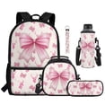 thumbnail image 2 of Bulopur Pink Deer Bow Kids Backpack Set 5 Pcs Girly Lightweight Book Bag with Lunch Bag, Pencil Case, Water Bottle Cover and Wrist Strap for Deer Lover Girls Ages 6-12, 2 of 8