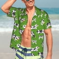 thumbnail image 7 of Yiaed Cows With Calfs Green Print Hawaiian Shirt for Men Short Sleeve Button Down Shirts Beach Shirts for Men,3X-Large, 7 of 7