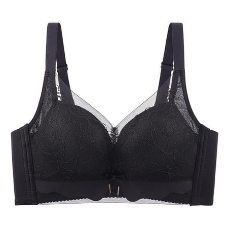 SMihono Women s Full Coverage Minimizer Lace Bra No Underwire Padded Soft Everyday Bras Mesh Embroidery T Shirt Bralette Black XL