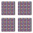 thumbnail image 1 of Modern Coaster Set of 4, Rhythmic Abstract Brush Strokes with Dots Composition Illustration Print, Square Hardboard Gloss Coasters, Standard Size, Quartz and Multicolor, by Ambesonne, 1 of 2