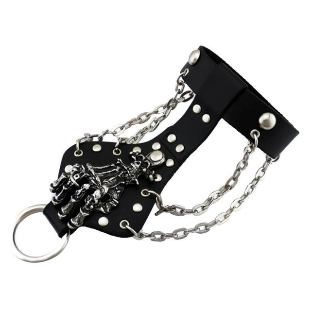 Brazalete de eslava de material cuero negro hecho con de punk