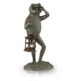 thumbnail image 2 of Professor Frog Verdigris Green Metal Garden Sculpture with Lantern, 2 of 3