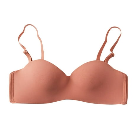 

Spdoo Strapless Bra for Womens Wireless One-pieces Gather Bra Orange 34