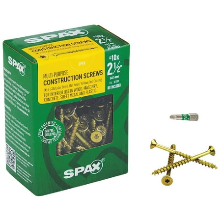 

1PK Spax #10 x 2-1/2 In. Flat Head Interior Multi-Material Construction Screw (1 Lb. Box)