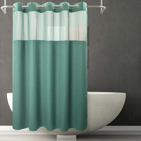Joyweiwaffle Weave Fabric Shower, Hotel Shower Curtain No Liner Needed