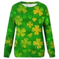 thumbnail image 4 of Diufon Sweatshirts à Col Rond pour Femmes pour la Saint-Patrick Décontracté Basique Trèfle Manches Longues, 4 of 5
