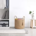 thumbnail image 2 of Mkono Cesta de almacenamiento tejida decorativa de cuerda natural, decoración de cuentas de madera para mantas, juguetes, ropa, zapatos, organizador de plantas con asas, decoración del hogar, yute, 16, 2 of 5