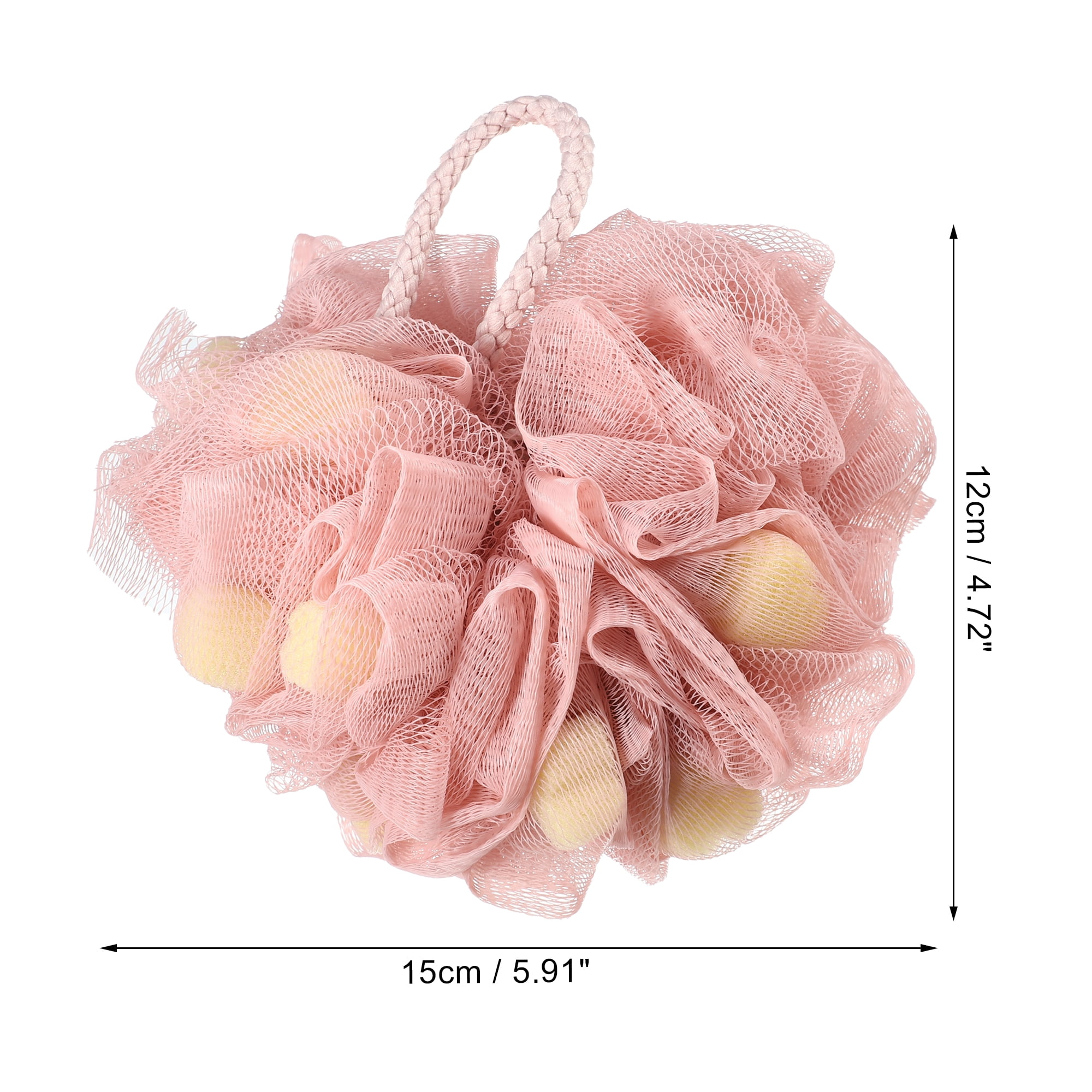 Unique Bargains Bath Shower Loofah Sponge Body Puffs 5.91"x4.72" Pink