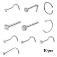 thumbnail image 2 of Nostril Rings Stainless Steel 10PCS Decorative Nose Studs Nose Piercing Rings, 2 of 10
