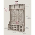 thumbnail image 6 of Farmhouse Style Hall Tree - Multipurpose Entryway Furniture. Features Bench, 16 Compartments for Shoe Storage, 6 Tri-Hooks. Heather Greige., 6 of 8