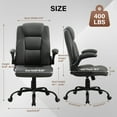 thumbnail image 3 of JONPONY Leather Office Chair, Big and Tall Office Chair 400LBS Wide Seat Ergonomic Computer Desk Chair High Back Executive Leather Chair Adjustable Task Chair Lumbar Back with 1-Year Warranty, Grey, 3 of 13