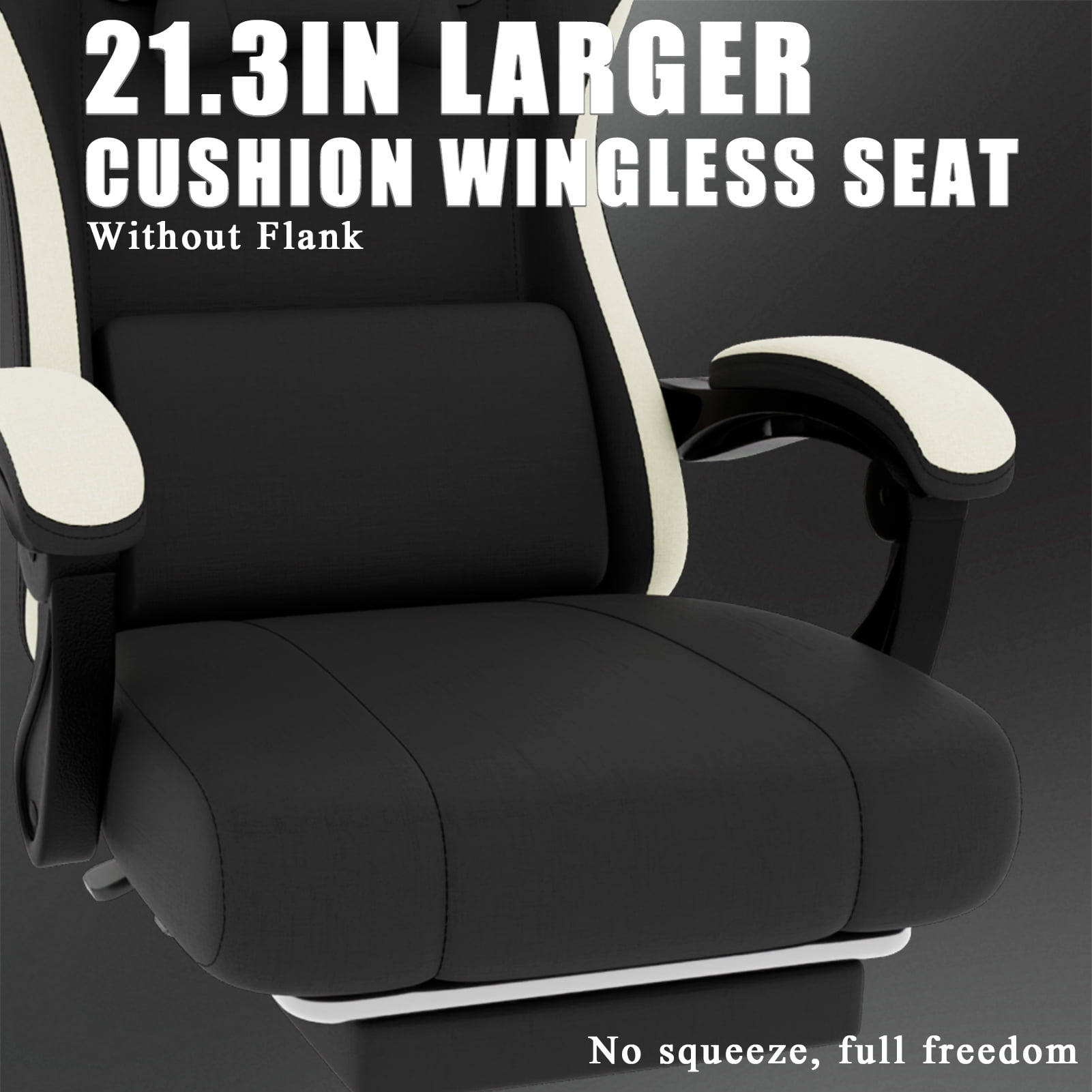 Ergonomic Gaming Chair with Pocketed Spring Cushion, Breathable Fabric Computer Chair with Footrest, Adjustable Lumbar Support Video Game Chair for Adults