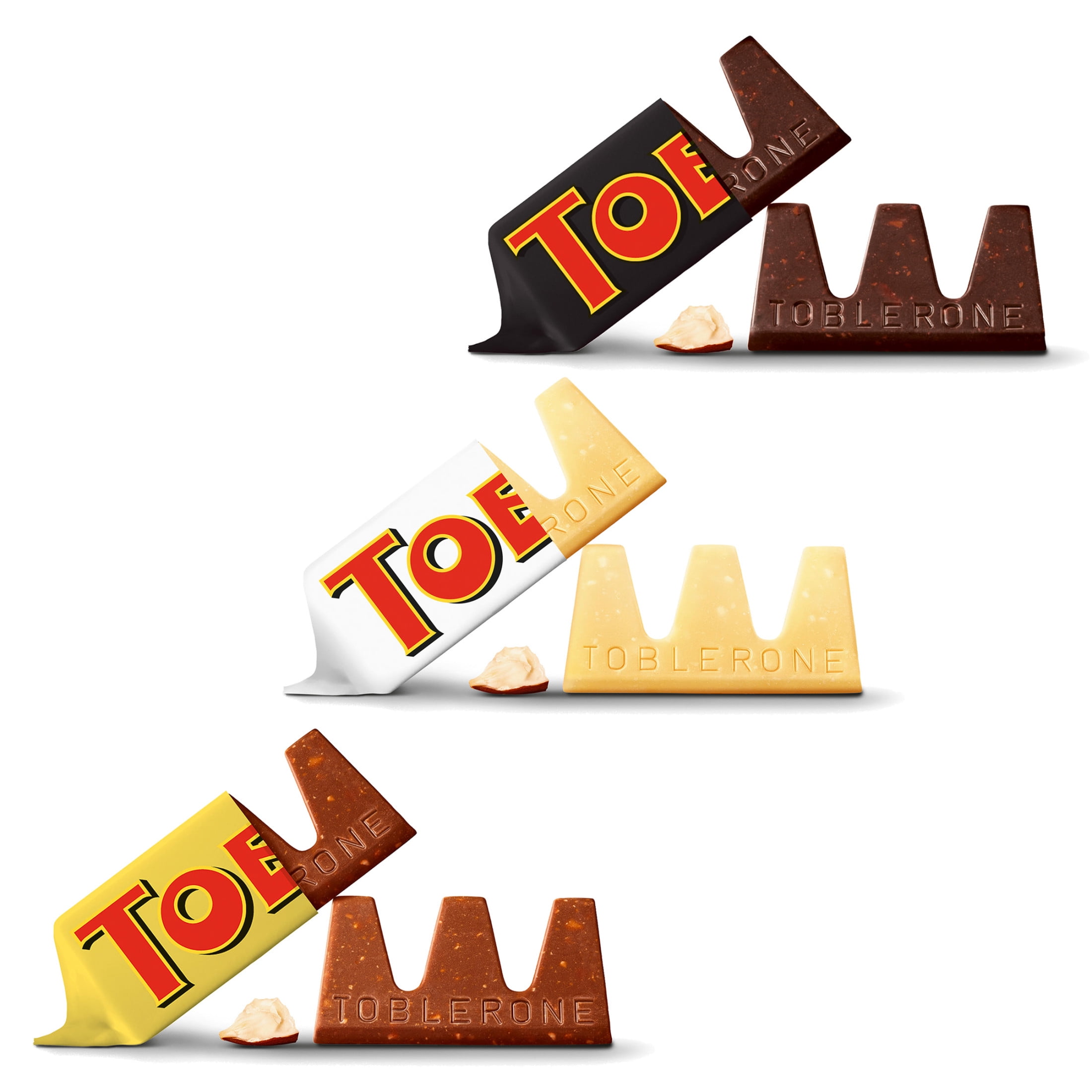 TOBLERONE Tiny Assorted Chocolate Bars Variety Pack (Milk, Dark, & White), 1 Gift Bag (27 Pieces)