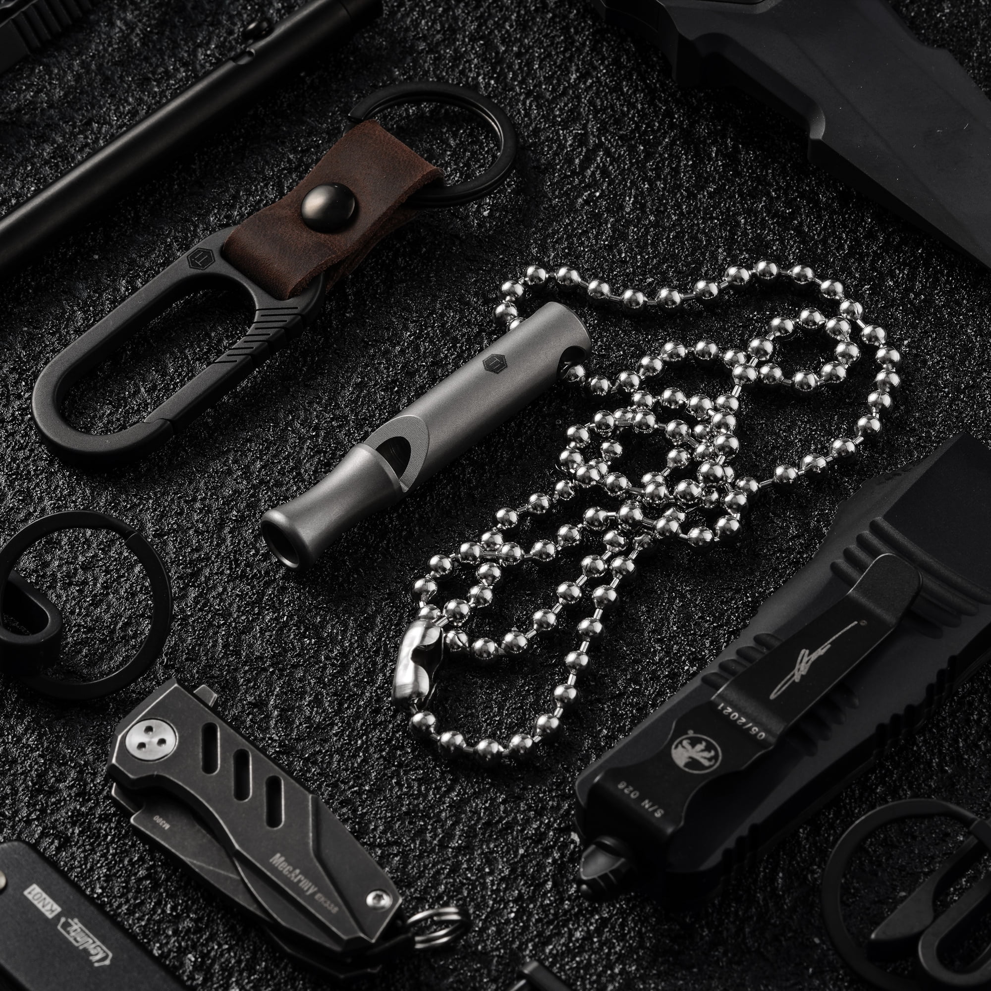Key Unity Titanium Whistle, EDC Necklace Signal Whistle for Outdoor Safety, Camping, Hiking, Training