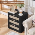 thumbnail image 6 of Leyaoyao 23" Rattan 3-Drawer Nightstand, Black Boho Bedside Table with Storage, End Table Dresser for Bedroom, Living Room, Hallway, Closet, 6 of 7