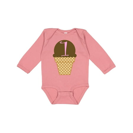 

Inktastic 1st Birthday Ice Cream Gift Baby Boy or Baby Girl Long Sleeve Bodysuit