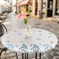 thumbnail image 6 of Blue Gnomes Christmas Round Tablecloth for 55-60 Inch Tables,Fitted Table Cover with Elastic Edge,Blue Winter Snowflake Xmas Tree Rustic Waterproof Outdoor Table Cloth Protector for Patio Dinner, 6 of 9