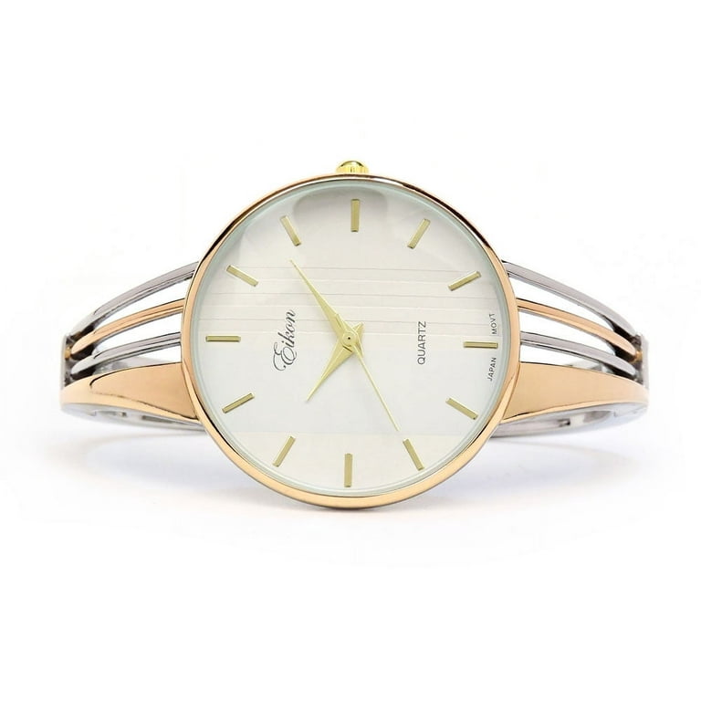 2tone rose silver string style band luxury women's bangle cuff