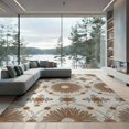 thumbnail image 2 of ODIKA Stylized Celestial Motif With Mirrored Flower Scatter Accents for Queen Size Bedroom, Under Bed, Master Suite, Foldable Easy Care, 2 of 7