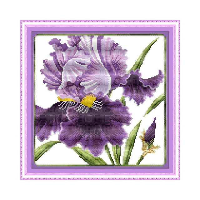 Costura hecha a mano DIY contó punto de Cruz bordado Set Kit CT 14 flores de color púrpura patrón Irfora Kit de bordado