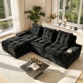 thumbnail image 2 of Ovios 106.3" Modern Sectional Sofa with Chaise, No Assembly Required L-Shaped Couch, Deep Seat Cloud Sofa with Tufted Cushions for Living Room, Black(Left Facing Chaise), 2 of 10