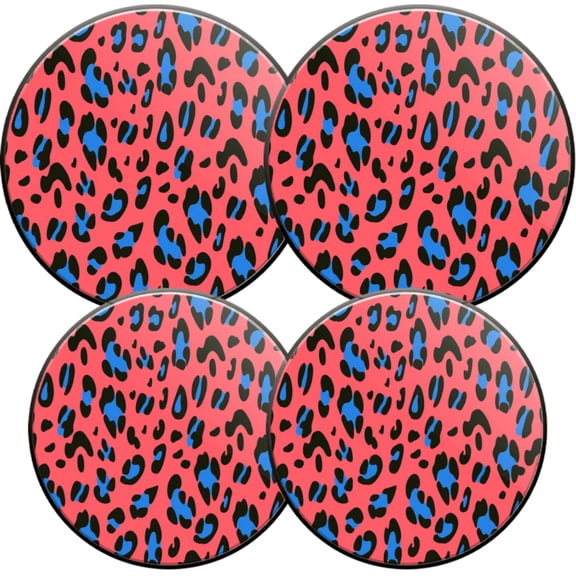 Electric Stove Burner Covers,4 Pcs Round Gas Burner Cover,8 and 10 Inch,close up of pink and blue leopard print fabric
