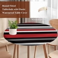 thumbnail image 5 of Round Tablecloth Abstract Red Black White Striped Elastic Edge Fitted Minimalist Plastic Table Cover,Waterproof Oil Proof for Dinner,Outdoor, Picnic, 45"- 54" DIA Tables, 5 of 8
