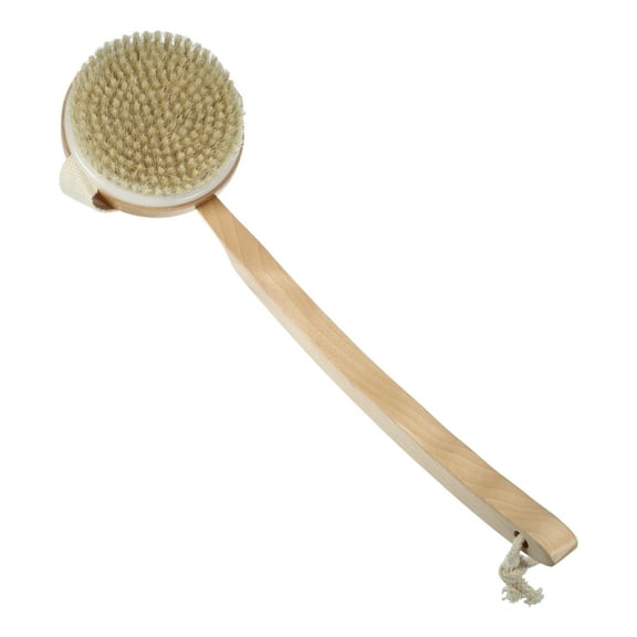 Unique Bargains 1 Pc Long Curved Handle Bath Brush Removable Body Scrubber for Shower 15.94" Length Yellow