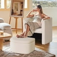 thumbnail image 4 of HomePerch White Accent Armchair with Storage Ottoman, Upholstered Boucle Sofa Chair with Footrest, Modern Lounge Chair for Living Room, Bedroom, or Office, 4 of 16